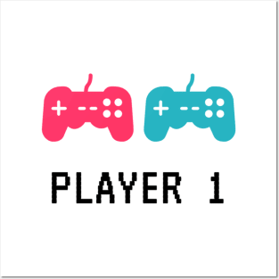 Fun Player 1 Gamer Apparel Posters and Art